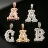 European and American New Hip Hop 26 English Letter Necklace Copper Set Zircon with Thorn Rock Sugar Letter Men's Necklace Pendant
