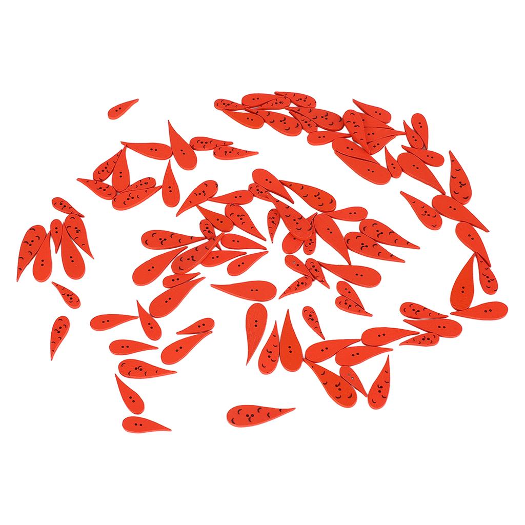 100pcs Orange Carrot Button 4 Sizes DIY Cute Wood Buttons for Crafting Sewing Christmas with 2