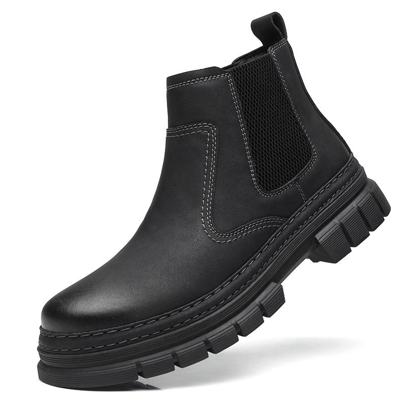 2024 Herren Echtleder Martin Stiefel: Retro Britische Chelsea Mid-Cut Freizeitschuhe