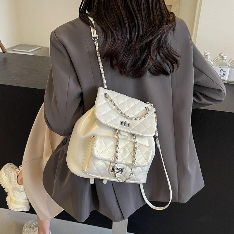 Mode Textur Rhombus gestickter Faden tragbare Umhängetasche Damen neue Kette Umhänge-Doppel-Schulter kleiner Rucksack