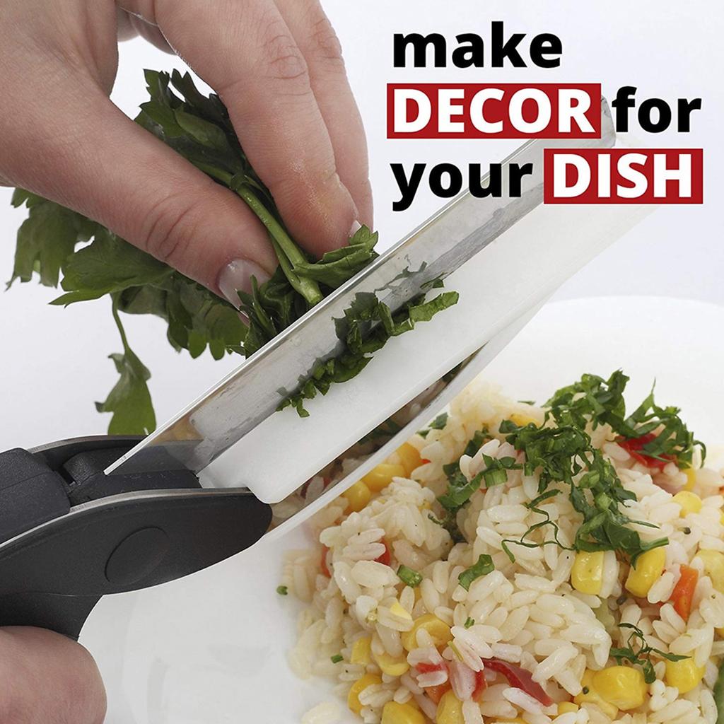 2 In 1 Stainless Steel Food Vegetable Cutter Knife Scissors Home Kitchen Accessory