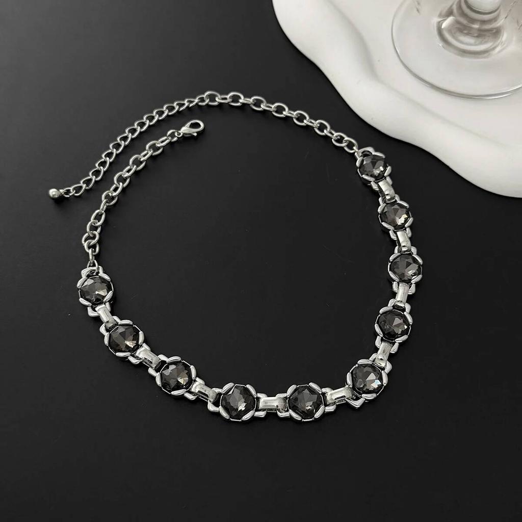 SHIXIN 2 Styles Exquisite Shiny Glass Drill Choker Necklace Jewelry Women Retro Charm Irregular Short Neck Chain Accessory Gift