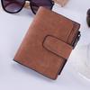 Korean Retro Buckle Women’s Multi-Card Zipper Wallet - Frosted Short Coin Purse