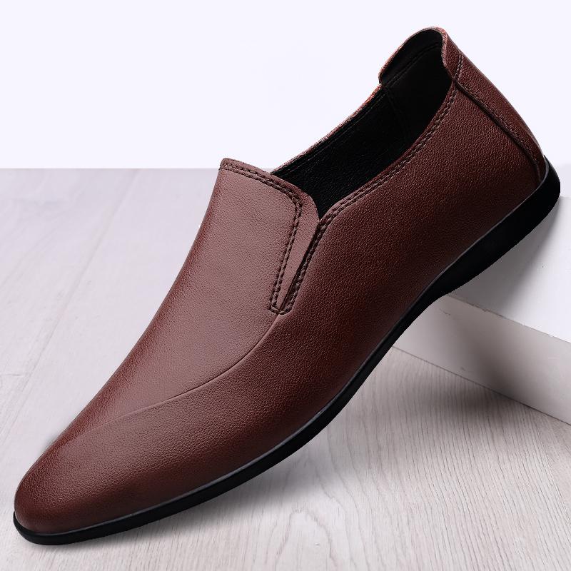 Fashion Luxury Brand Soft Soled Comfortable Loafers Elegant Brown Men's Flat Casual Shoes Office Commuting Men's Work Shoes Versatile