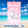 Elephant Theme Beach Towel Personalized Custom Name & Text Soft Quick Dry Beach Towel for Swimming Travel