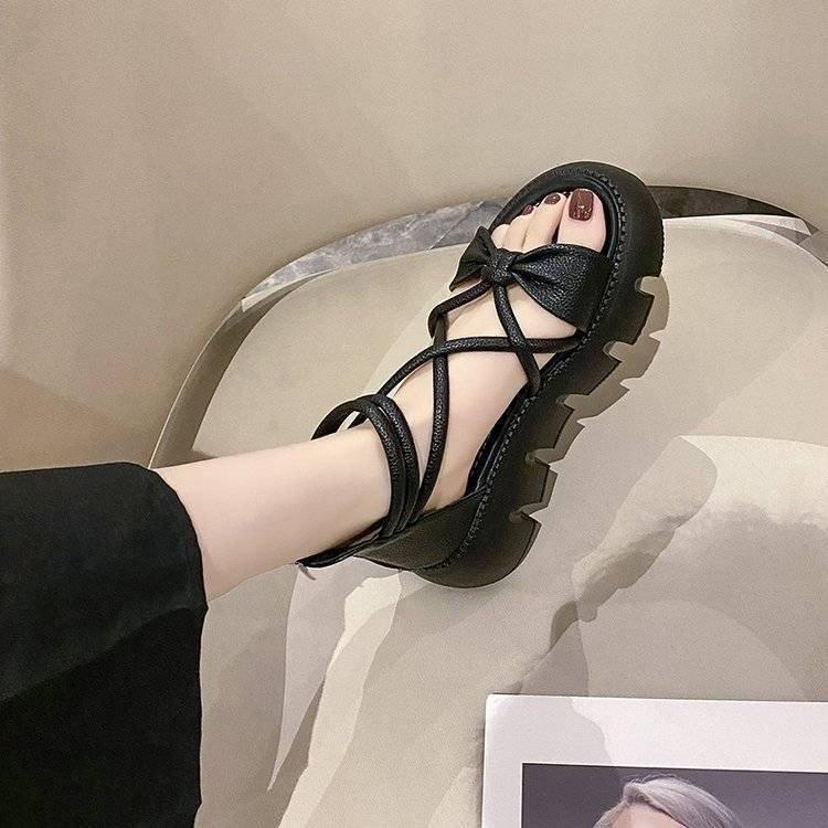 Roman sandals women's 2025 summer outer wear gentle small fragrant style with skirt small height increase muffin platform sandals