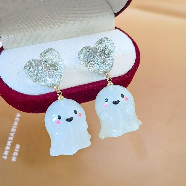 Halloween Cute Resin Ghost Pumpkin Earrings Stud For Women Cartoon Bat Pendant Earring Girl Friendship Party Jewelry Party Gift
