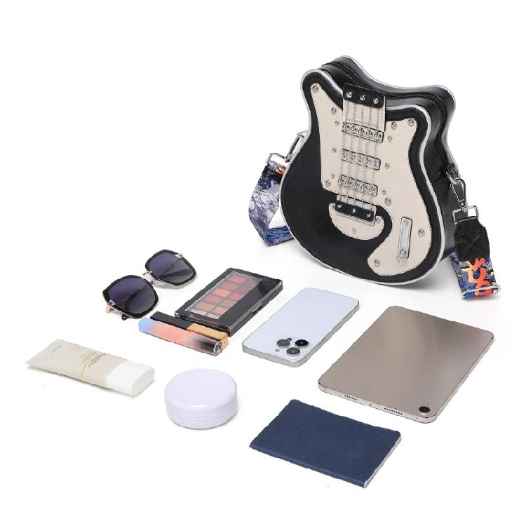 PU Leather Crossbody Bag in Guitar Shape Student Shoulder Bags Adjustable Strap for School Rehearsals and Performances