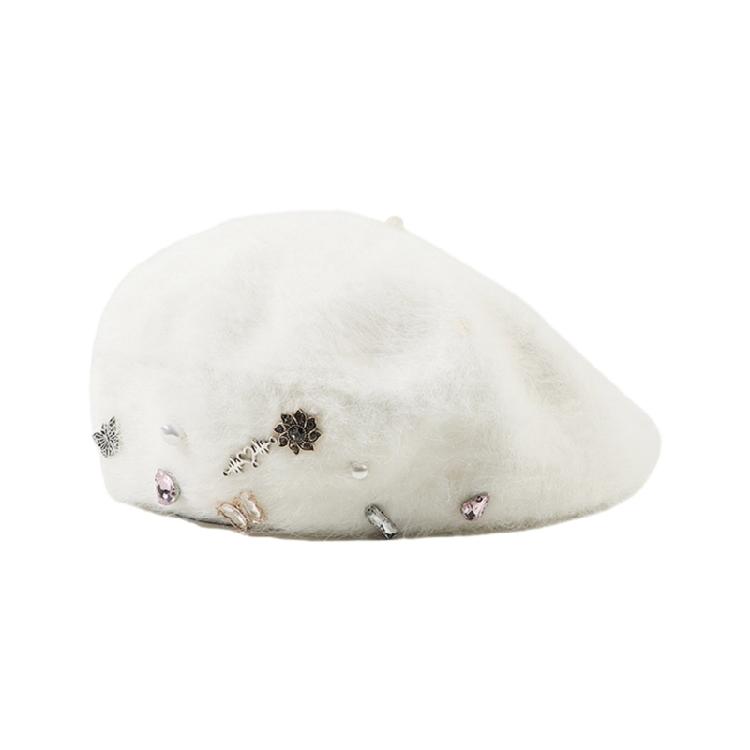 

Pearls Stylish Cabbie Hat for Men Hat Furry Vintage Cabbie Caps Unisex Headwear Autumn Winter Hat for Daily Wear білий