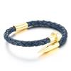Men's Leather Magnetic Clasp Bracelet with Stainless Steel Nails
