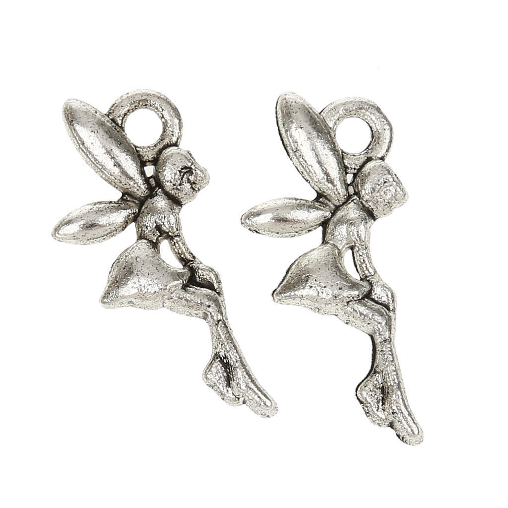 100pcs Angle Fairy Alloy Pendant Charms DIYJewelry Findings Bronze & Sliver