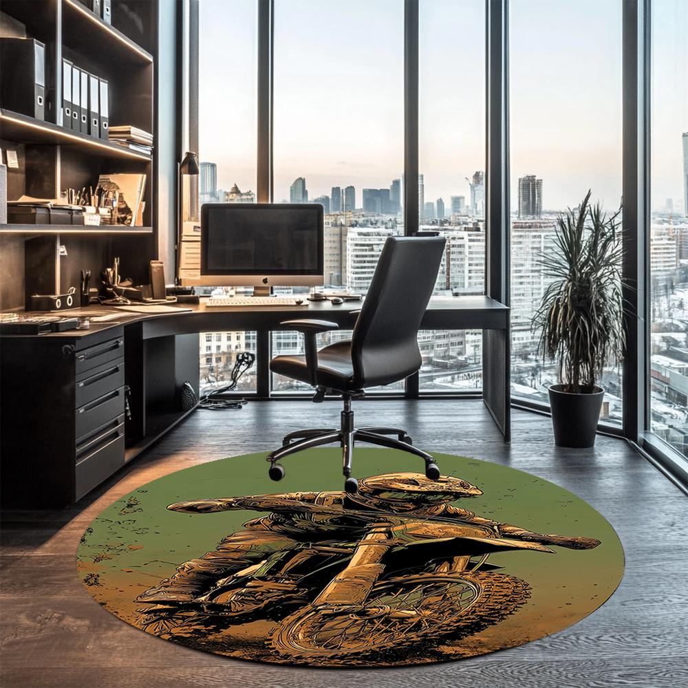 Off Road Motorcycles Printed Round Rug Carpet Chair Rug Area Rug Entryway Doormats,for Office Chair Living Room Bedroom Kitchen Room.