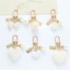 Trendy Pearls Heart Keychain Accessory Sturdy Heart Keychain With Pearls and Rose Charm For Social Event And Outings