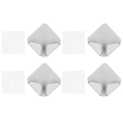 4Pcs NoPunch Power Plug Holder WallMounted Power Cable Organizer Rack Bracket for Home Gray