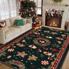 Red Green Christmas Carpet Gingerbread Man Rug Reindeer Snowflake Mat Vintage Border Home Decoration Living Room Floor Mat