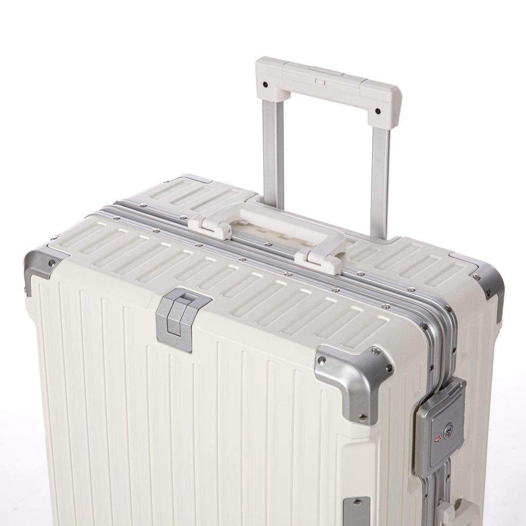 24" Aluminum Frame Luggage: Silent Zipper Trolley with Combination Lock, Universal Wheels, Wear-Resistant