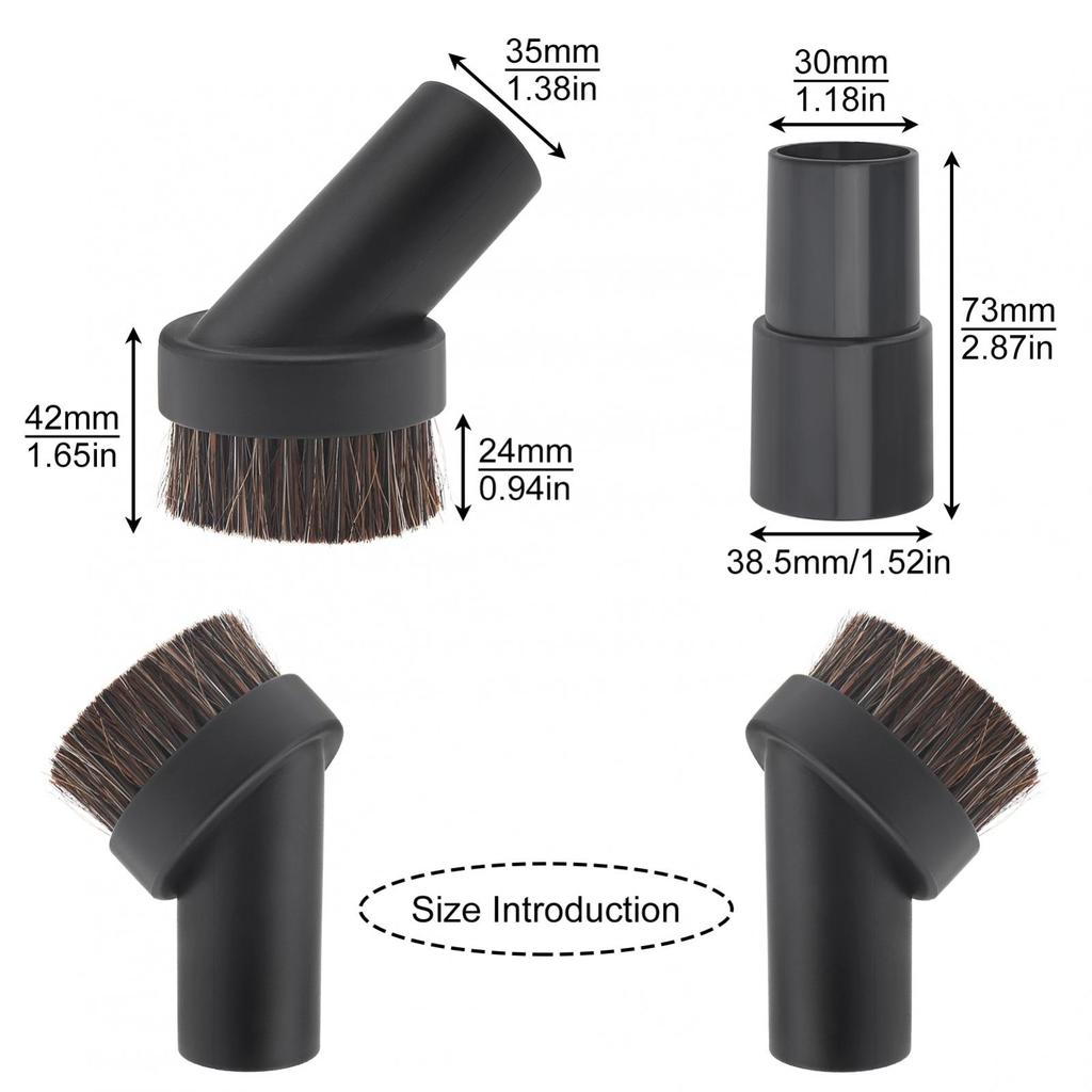 4pcs Durable Round Dust Brush & Hose Adapter for 1.25 Inch Cleaner Vacuum
