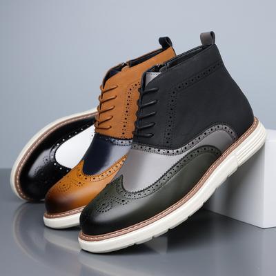 Men's Boots Fashion Casual Leather Boots Laced Ankle Boot British Style Business Short Boots Brand High Top Booties Botas Hombre
