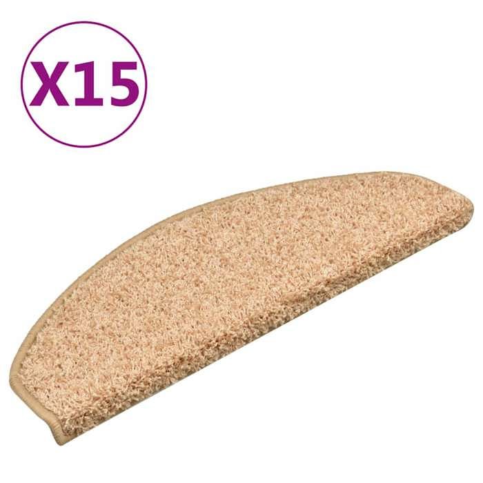 VidaXL Tapis d'escalier 15 pièces 65 x 21 x 4 cm Doré Demi-rond Grand 322379