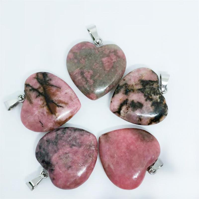 Heart-Shaped Natural Agate Pendant Necklace - 20mm Crystal Stone