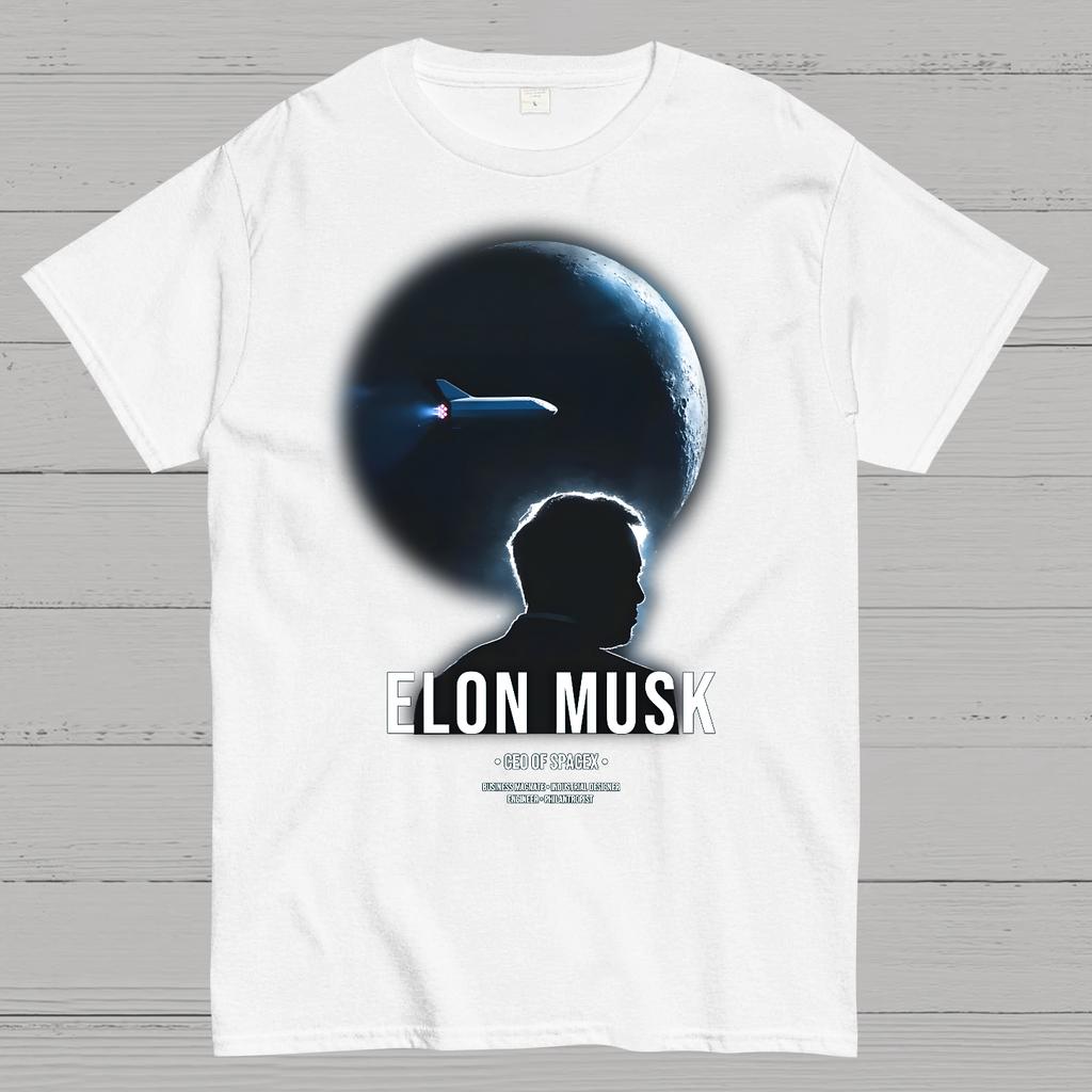 T-shirt d'été décontracté ample en coton Space X Elon Musk