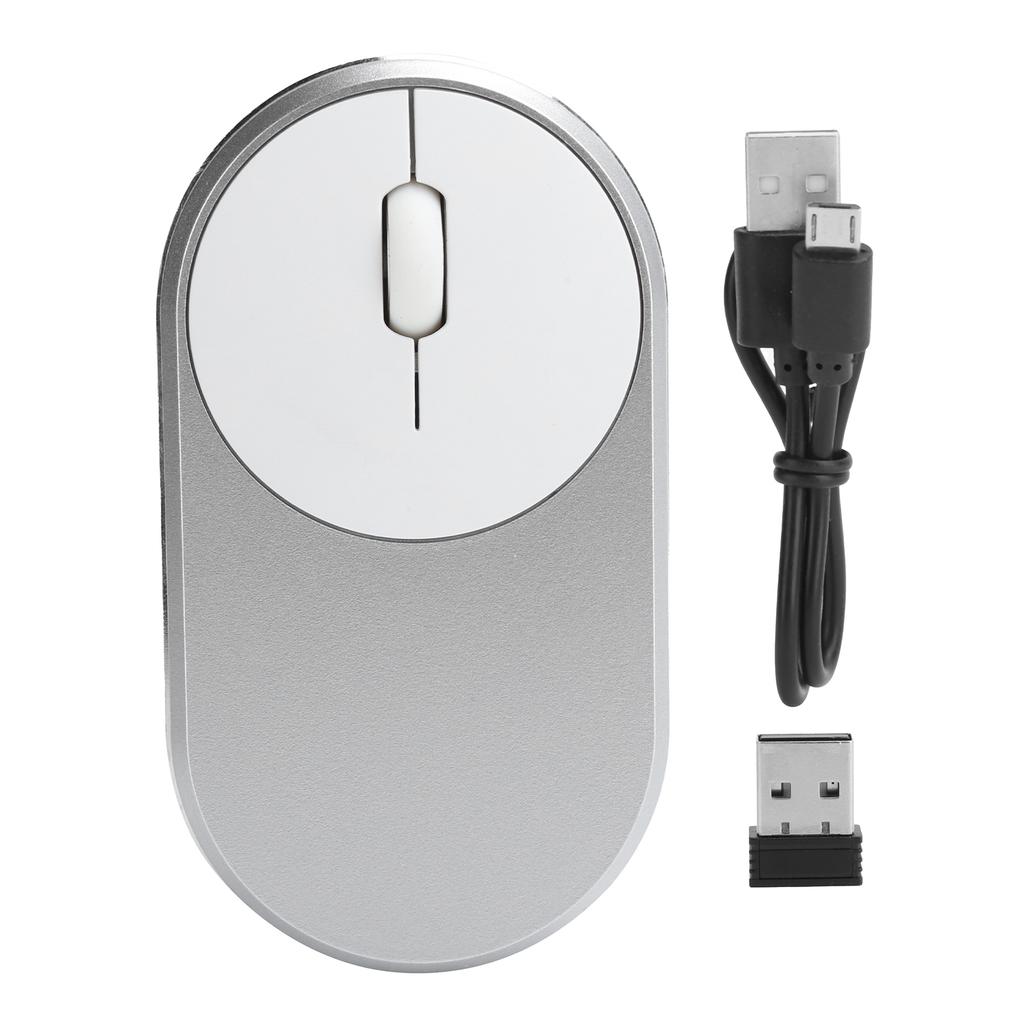 2.4Ghz Wireless Mouse Chargeable Bluetooth Optical USB Plugin Notebook Office Accessories(Silver Gray )
