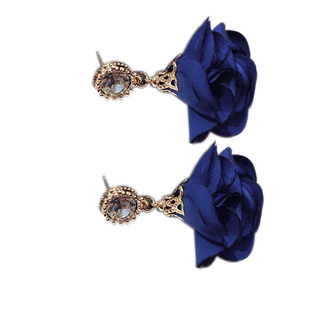 1 пара Модные женские винтажные серьги-подвески с цветком из страз, Девичьи красочные серьги-капли с цветком из ткани