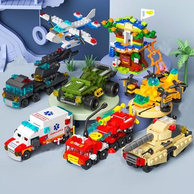 Mini Six In One Tvary vozidla Kostky Efektní sestavený blok Puzzle Malé částice Bloky Dětská inteligence Rozvoj Hračka Dárek