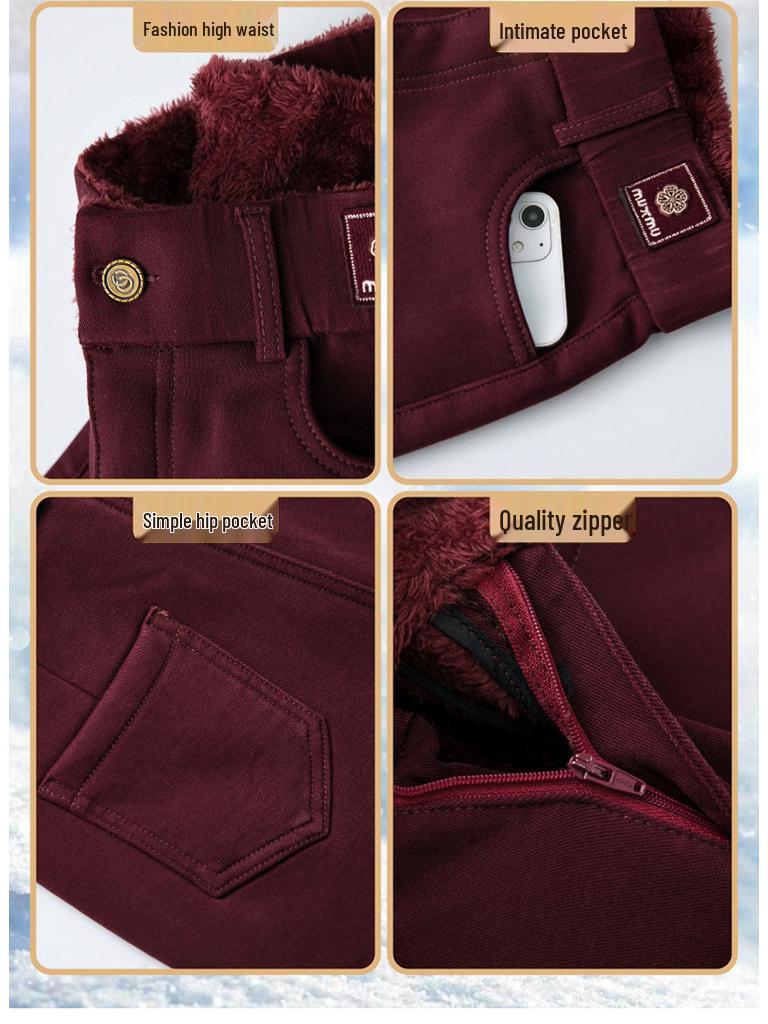 Warm High-Waist Skinny Denim Pants for Autumn/Winter - Slimming, Elastic, Plus Velvet Mom Jeans