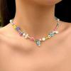 Boho Simple Beads Imitation Pearl Choker Necklace Women Men Vintage Stainless Steel Handmade Chain Aesthetic Y2K Jewelry Gift