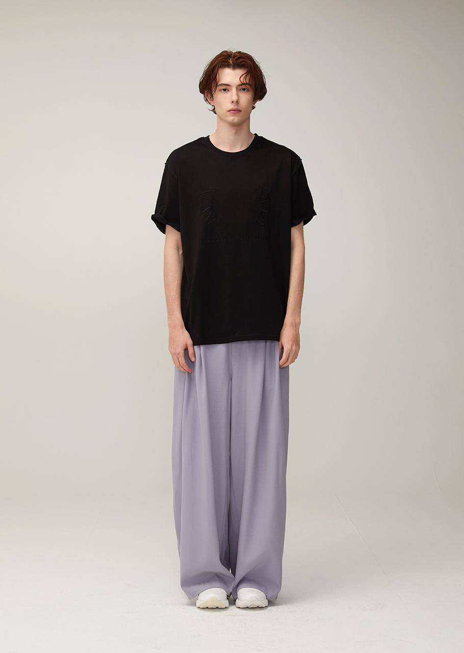 Claman Embroidered Applique T-Shirt [Black] Xl