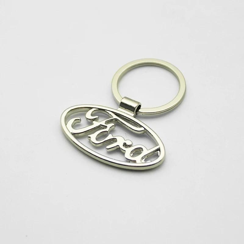 AAAML1 3D Metal/Leather Car Keychain Key Chain Ring Key Holder For Ford Focus 2 3 MK2 MK3 Fiesta Ranger Mondeo Ecosport Kuga Accessorie
