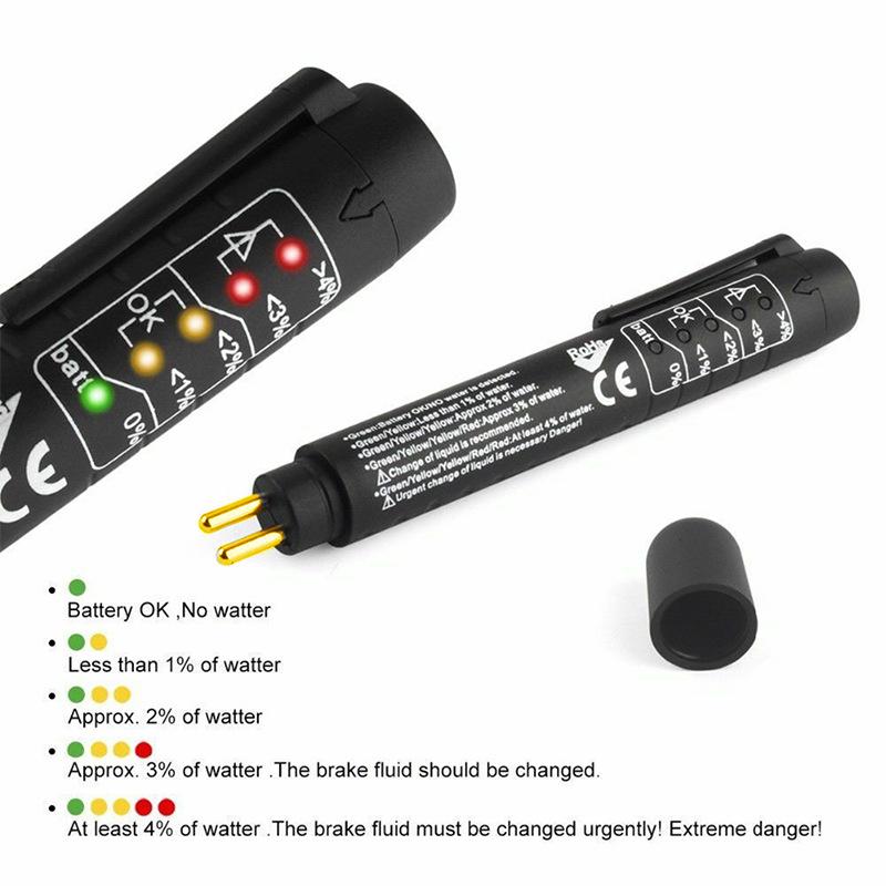 Brake Fluid Tester Pen Universal LED Indicator Tool for Car Motorcycle DOT3 DOT4 DOT5.1 Brake Oil Safety Testing
