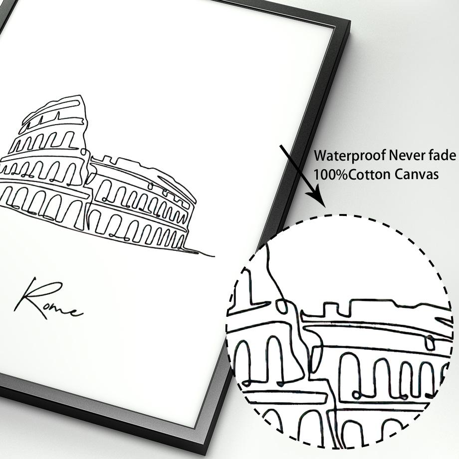 Taj Mahal Statue Of Liberty Milan Cathedral Line Wall Art Prints Canvas Painting Nordic Poster Decor Pictures For Living Room