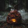 Blood Pumpkin Figurine Horror Halloween Pumpkin Statue Creepy Resin Tabletop Ornament for Home Parties Decor