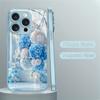Cover in Vetro Lucido con Bouquet Floreale Azzurro Chiaro per iPhone17promax 16 15 14 13 12ProMax 11 11Pro Protezione Anti-caduta