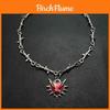 Gothic Heart Pendant Necklace With Alloy Chain For Streetwear Style