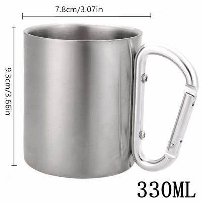 Tumbler 330ml Stainless Steel Travel Water Tea Coffee Mug Self Lock Carabiner Handle Cup For Camping Hiking Climbing Outdoor