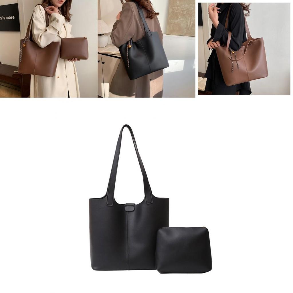 Stylish Minimalist Large Capacity Pu Tote Bag For Women With Two Shoulder Straps