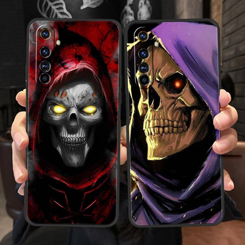 Grim Reaper Skull Skeleton Phone Case For Realme 10 9 8 5G 7 6 GT2 Pro Plus 9i 8i C21 C11 C25 C35 GT Neo 2 3 3T Soft Black Cover