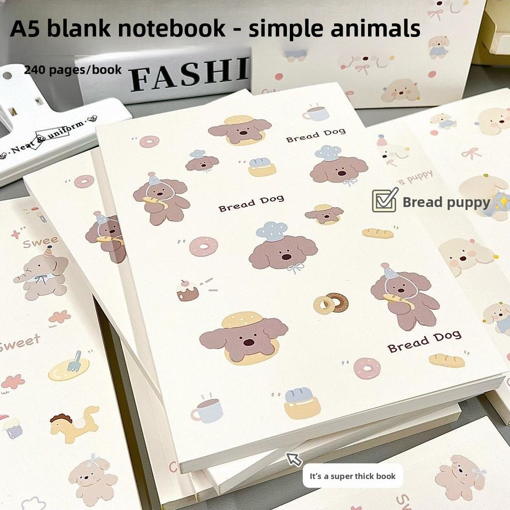 A5 Blank Book, Simple Animal High-value Milk Huhu Cute Notepad, Student Thickened Painting Notebook