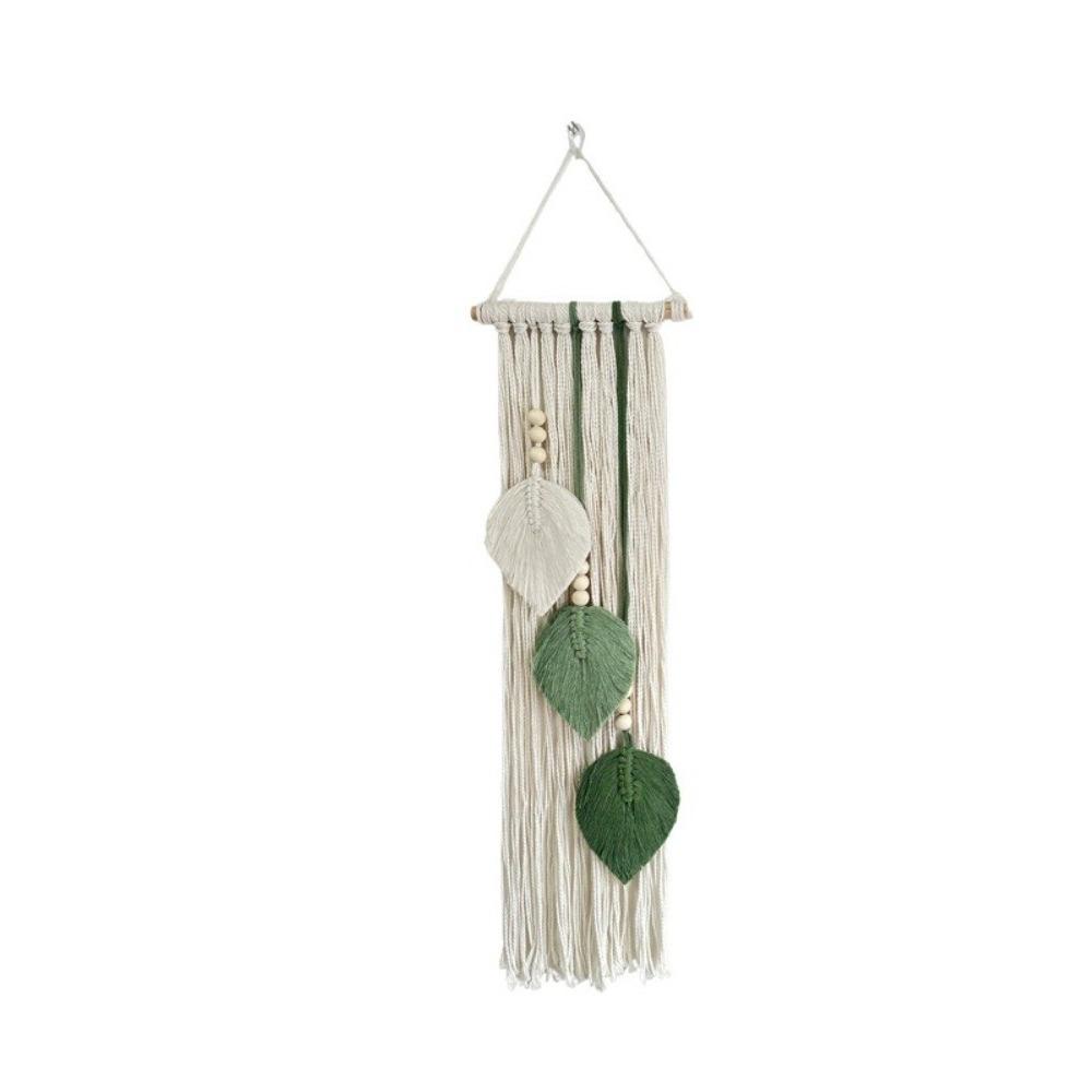 Boho Style Leaf Macrame Wall Hanging 66x20cm Cotton Rope Handmade Woven Ornament Woven Wall Tapestry Home Wedding Decor