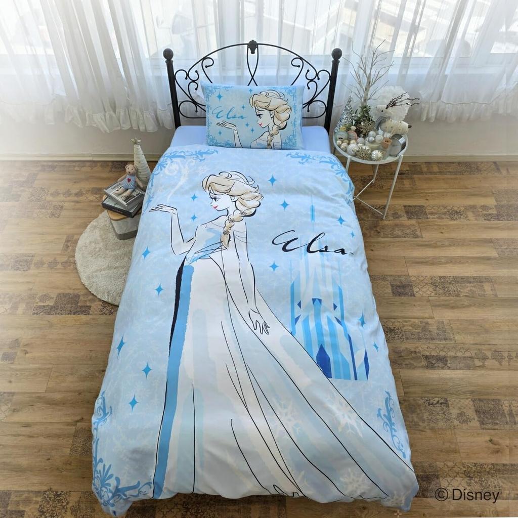 Disney Frozen Elsa Duvet Cover Set Frozen Princess Character Duvet Fitted Sheet Machine Washable Stylish Bed Cover 3-Piece (Single) - Cover,