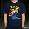 Popular Summer Fashion New 3d Printed Outdoor Sports Casual Breathable Shirt with Pokemon Ash and Pikachu Patterns In Large Size