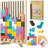 Wooden Tetris Puzzle Toy Game 3D Montessori Building Blocks Educational Puzzle Brain Training Tim...