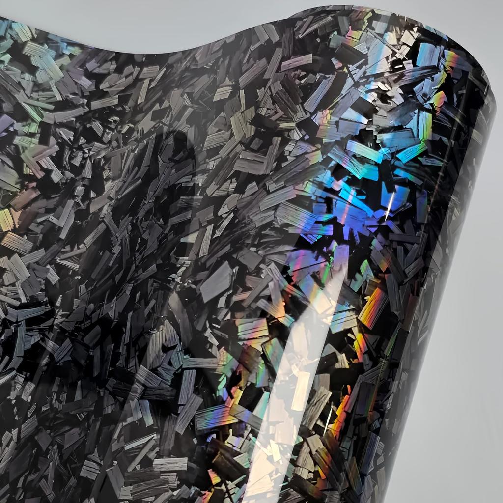 LZLRUN Smidd Glans Kolfiber Svart Vinylfolie Rulle Luftsläpp Klisterark Film DIY Dekal Fordon Cykel Självhäftande