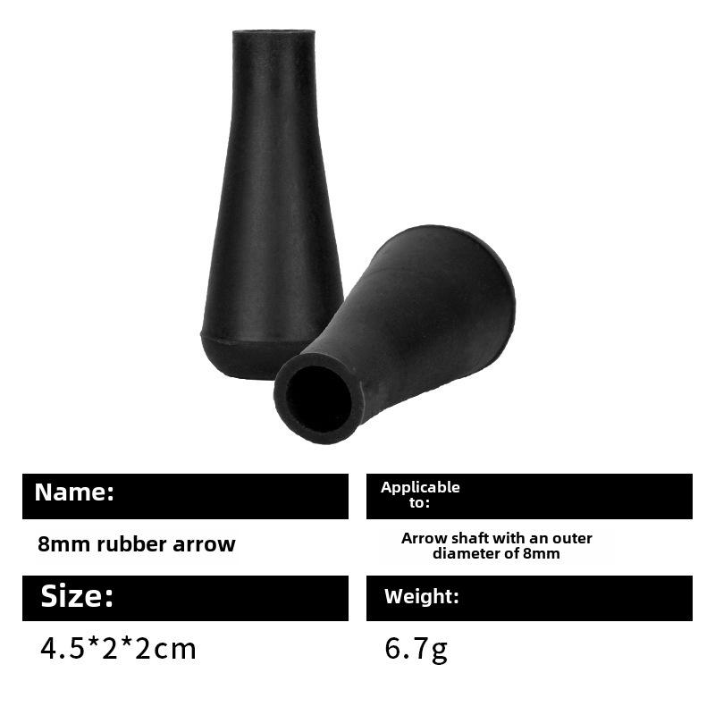 6/7/8 mm große, runde Pfeilspitzen aus Gummi für Bogen, Pfeilhülsen und Zielspitzen.
