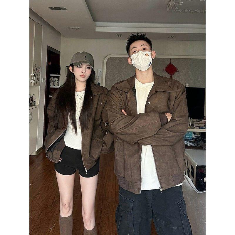 Men's Retro Brown Leather Motorcycle Jacket - High-End Autumn/Winter Style with Loose Lapel Design