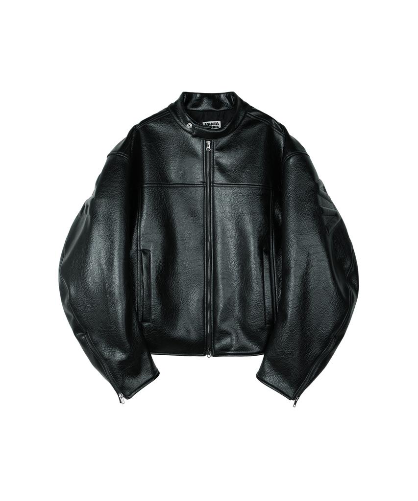 VANTA PIXXIE Embossed Leather Jacket_Black