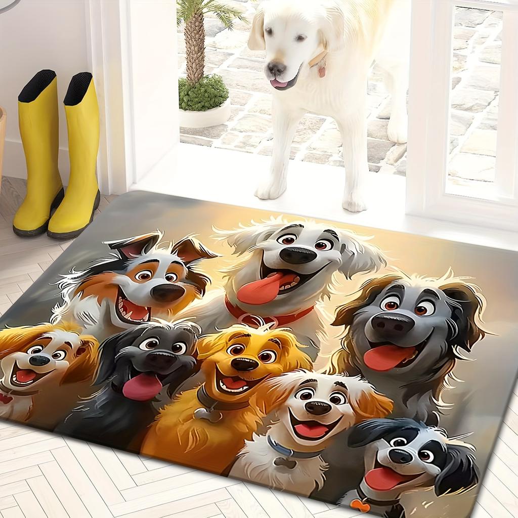 Ultra-Soft Flannel Dog Print Doormat – Non-Slip Fun Rug for Kitchen, Bathroom, Hallway, Office or Indoor/Outdoor Entry